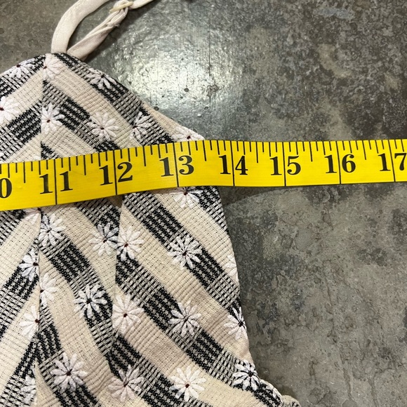 Flying Tomato Floral Embroidered Gingham Babydoll Top with Adjustable Straps - Picture 11 of 12